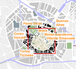 Milan, shopping districts